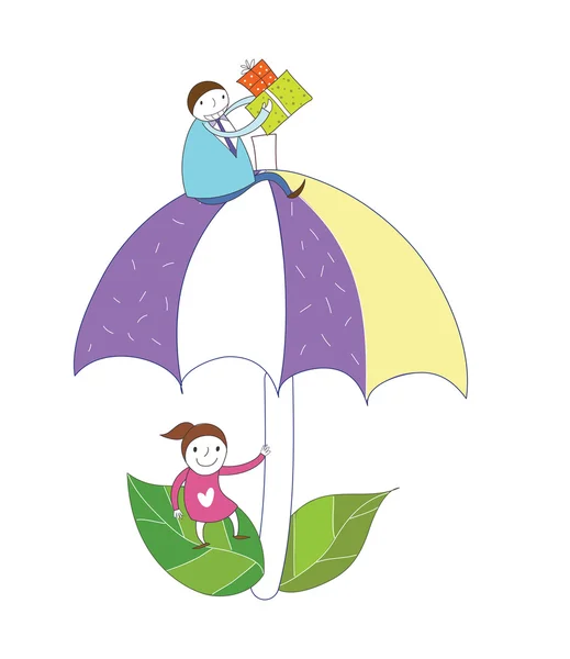 People with umbrella — Stock Vector