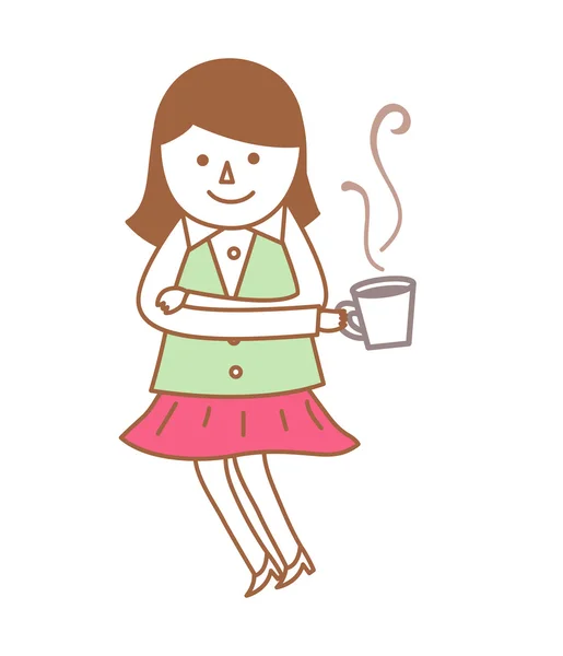 Dívka s šálkem kávy — Stockový vektor