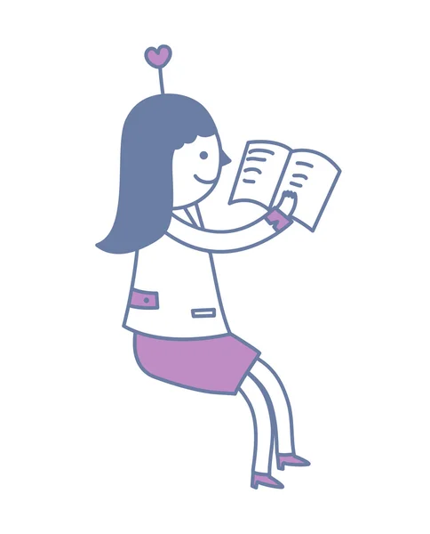 Dziewczyna czytająca książkę — Wektor stockowy