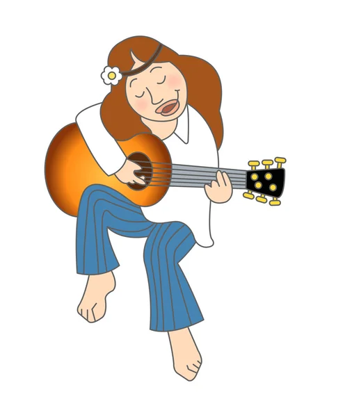 Hippie avec guitare — Image vectorielle