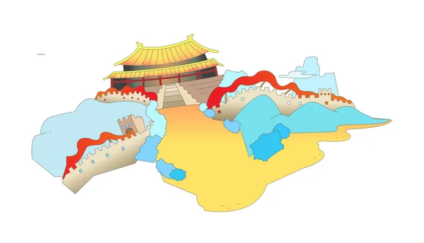 Le mur de Chine et le temple confucéen — Image vectorielle