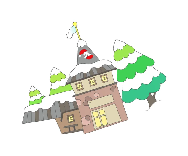 Maison de Père Noël en forêt — Image vectorielle
