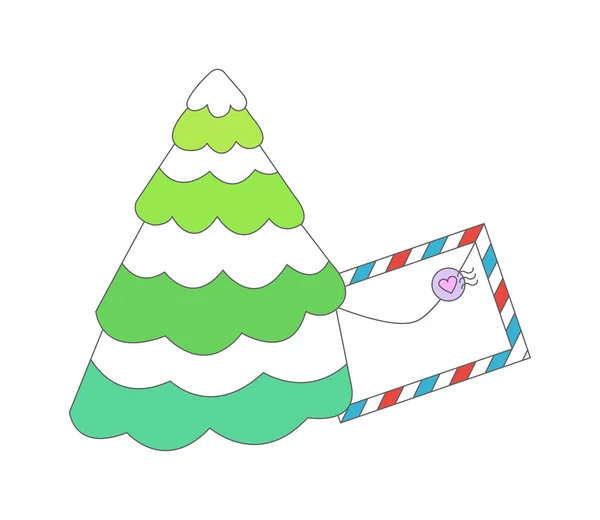 Árvore de Natal com carta — Vetor de Stock