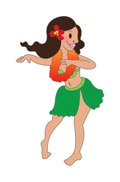 Hawaiian girl dancing — Stock Vector