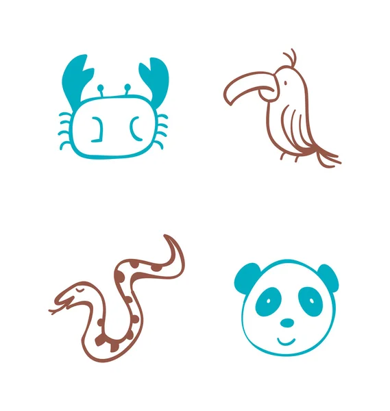 Uppsättning djur ikoner — Stock vektor