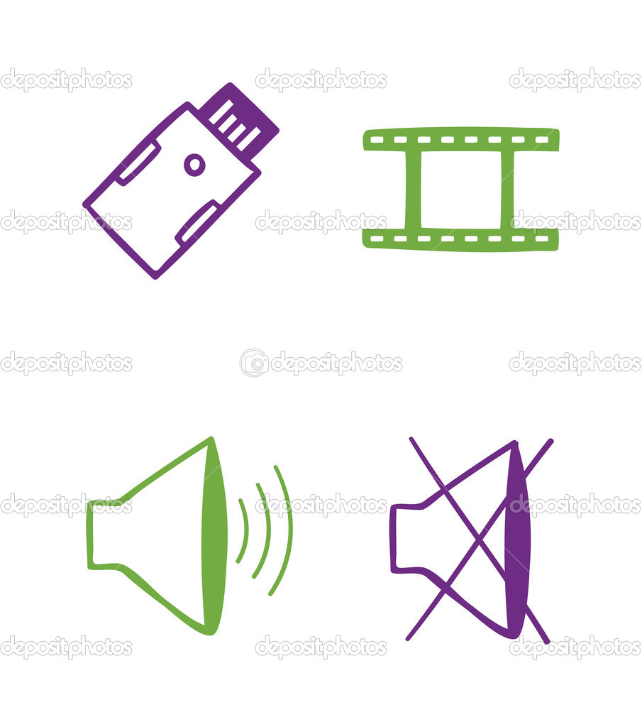 Set of audio video icons
