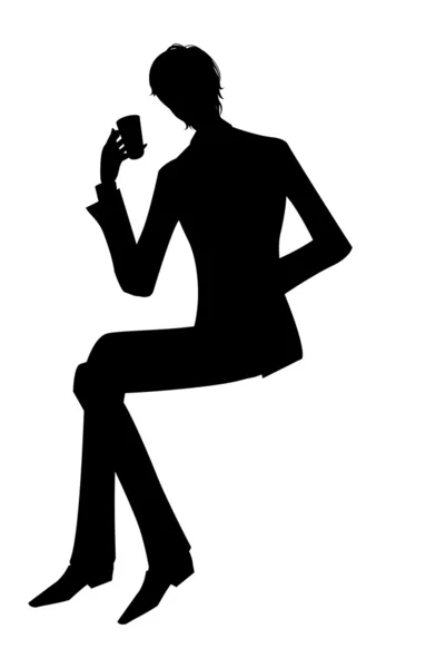 Man with cup silhouette — Stockvector