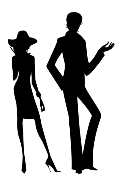 Silhouette homme et femme — Image vectorielle