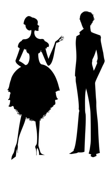 Man en vrouw silhouet — Stockvector