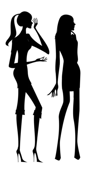 Silhouette de deux filles — Image vectorielle