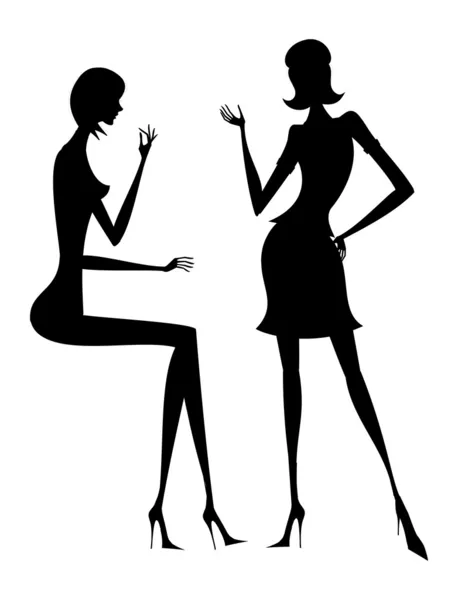 Silhouette de deux filles — Image vectorielle