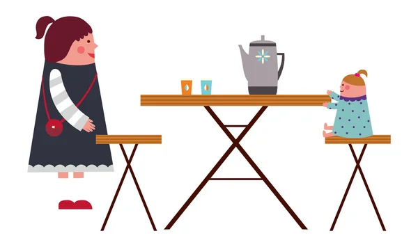 Mère et fille petit déjeuner — Image vectorielle