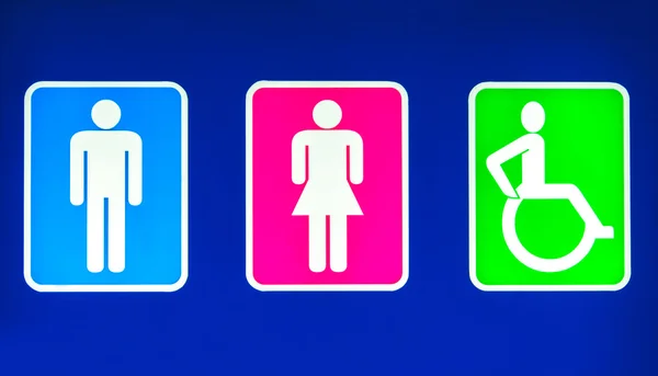 Restrooms sign with male female and disabled sign — Stock Photo, Image