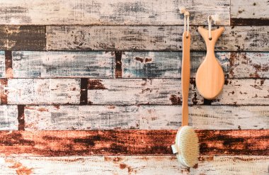 iki fırçalar grunge ahşap duvar ayarla