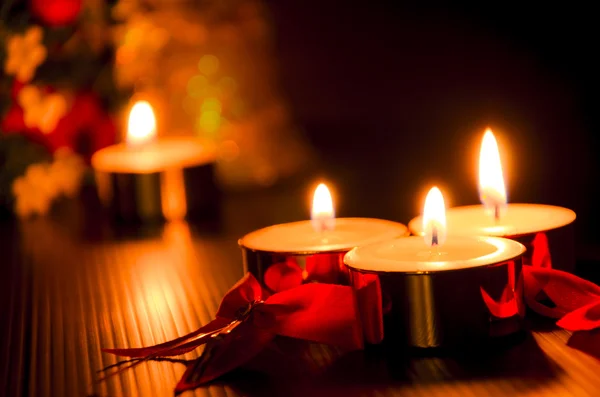 Burning candle light background — Stock Photo, Image