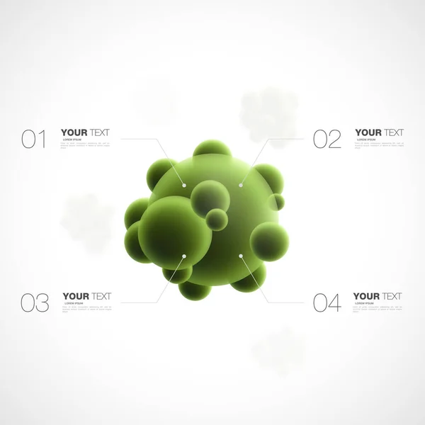 Abstract Green Bacteria Infographics Template Your Content Design Isolated White — Vector de stock