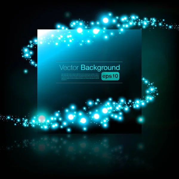 Blue text box design with sparkling vortex around it — Vettoriale Stock