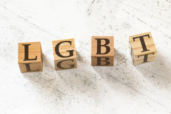 Cuatro Cubos Madera Con Letras Lgbt Que Significa Lesbiana Gay —  Fotos de Stock
