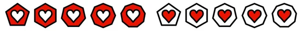 Heart Icon Polygons Different Number Edges Love Sign — Stockvektor