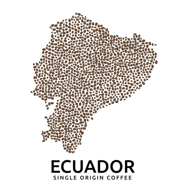 Shape Ecuador Map Made Scattered Coffee Beans Country Name —  Vetores de Stock