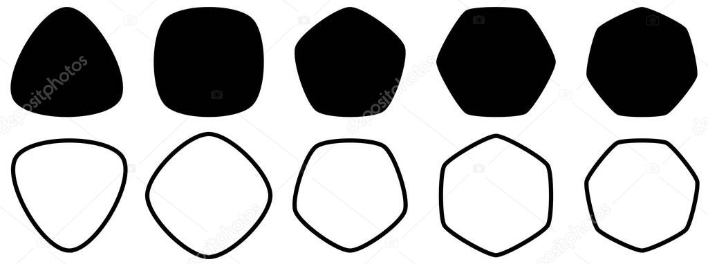 Set of polygons with rounded corners - triangle, square, pentagon, hexagon, heptagon - can be used as icons