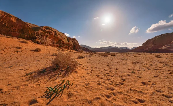 Formation Petites Falaises Rocheuses Dans Désert Wadi Rum Soleil Éclatant — Photo