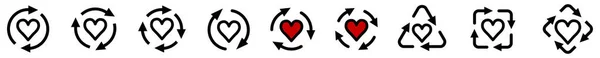 Heart Icon Arrows Forming Cycle Two Three Four Arrow Version — Stockvektor