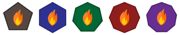 Εικονίδιο Φλόγας Πολύγωνα Διαφορετικό Αριθμό Ακμών Σήμα Στοιχείου Φωτιάς — Διανυσματικό Αρχείο
