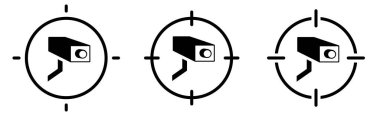 CCTV kamera ikonu hedefin hedefinde. Gözetleme ya da güvenlik kavramına odaklan