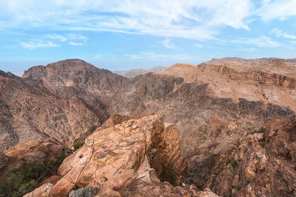 View Rocky Landscape Viewpoint Deir Monastery Petra Jordan — Stock Photo, Image