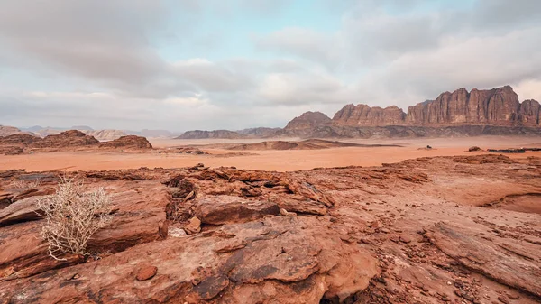아침에 사막의 바위가 보이는 — 스톡 사진