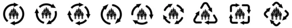 Group People Icon Arrows Forming Cycle Two Three Four Arrow — Stockvektor