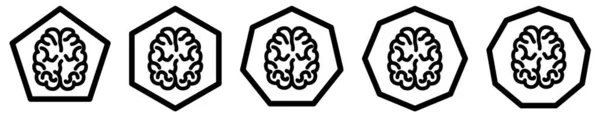 Icono Cerebral Polígonos Con Diferente Número Bordes Signo Inteligencia Pensamiento — Archivo Imágenes Vectoriales