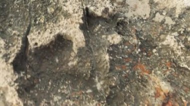 Kayalık uçurumun sonuna doğru yürürken, sonunda kayalara çarpan deniz dalgalarına bakın.