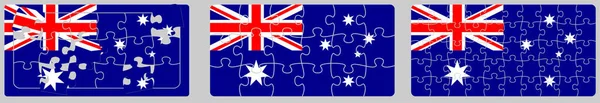 Australia Flag Made Out Puzzle Pieces Different Versions — Stockvektor