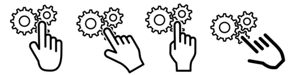 Finger Pointing Cog Gear Wheels Icon Concept Settings Selection Clicking — 图库矢量图片