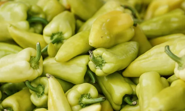 Pile Green Also Called White Sweet Peppers Displayed Street Food — Foto Stock