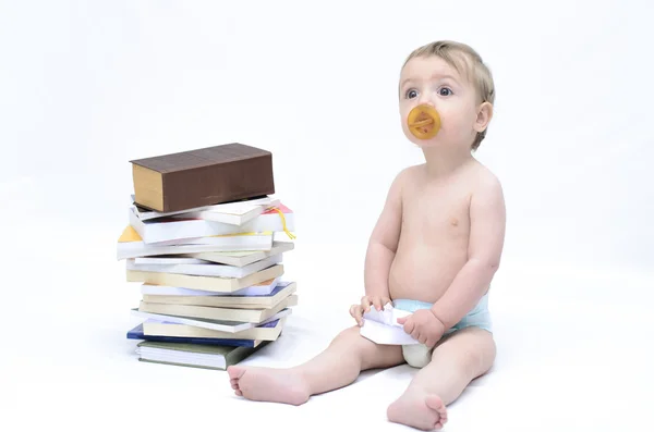 Baby and books — Stock Photo, Image