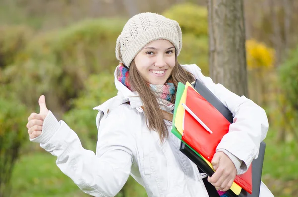 A Young Happy Girl coming from school — Stock Photo, Image