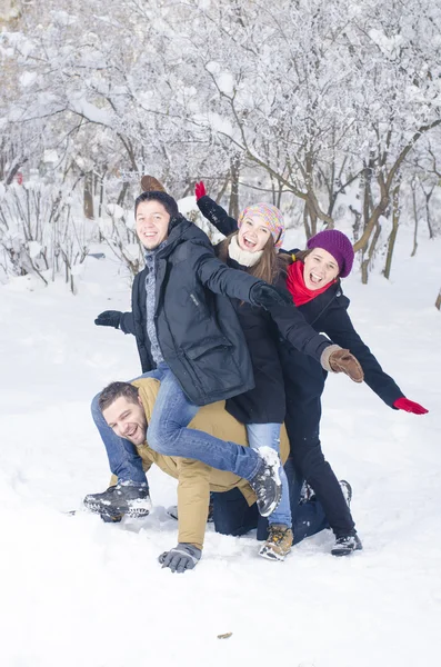 Spielen im Schnee — Stockfoto