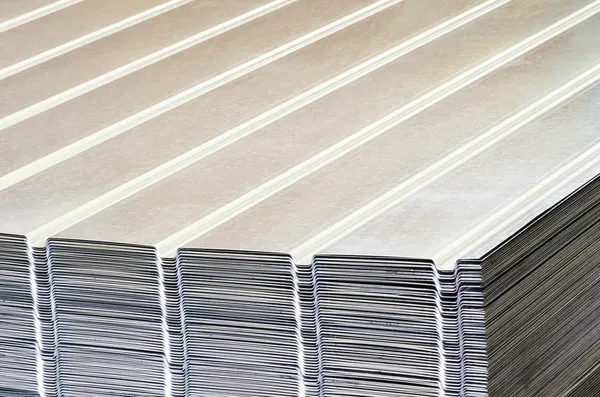 Stack of corrugated steel sheet — Stock Photo, Image