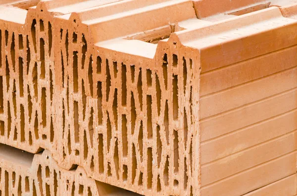 Stack of clay bricks — Stock Photo, Image