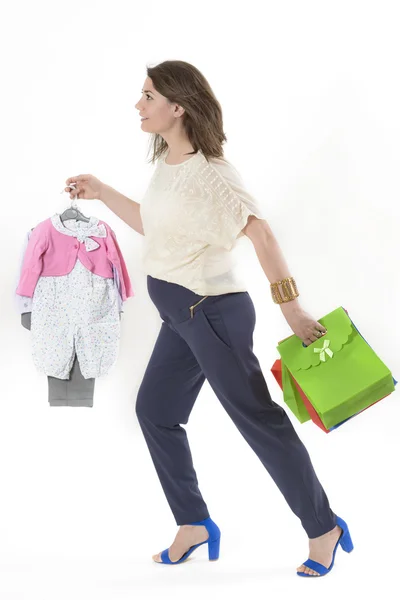 Shopaholic Pregnant Woman — Stock Photo, Image