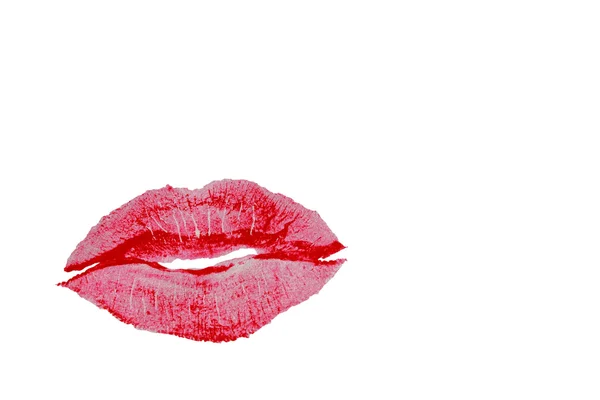 Czerwone usta na białym tle — Zdjęcie stockowe