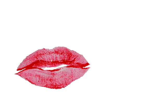 Labios rojos aislados en blanco — Foto de Stock