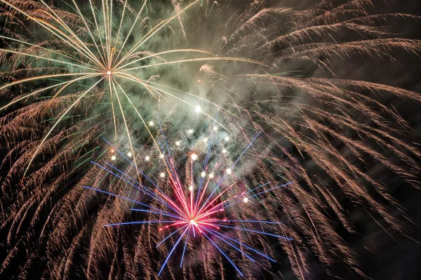 Beautiful fireworks at night — Stock Photo, Image