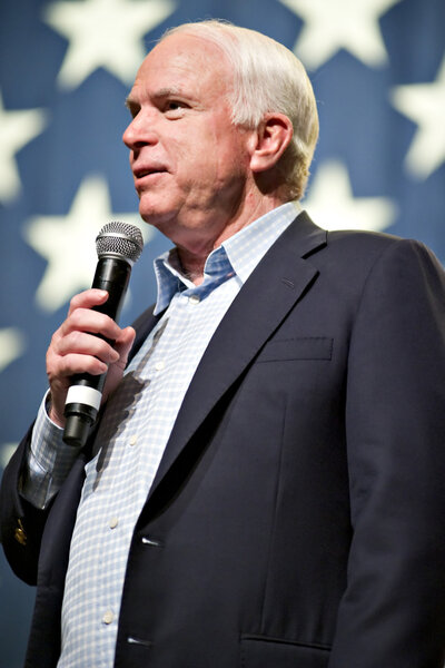 John McCain appears at a town hall meeting in Mesa, AZ