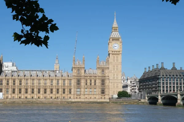 Vista Londres Casas Parlamento Edifício Com Big Ben História Britânica — Fotografia de Stock