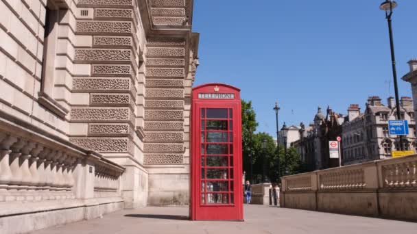 Red Phone Box London Central Streets Red British Phone Booth — Video Stock