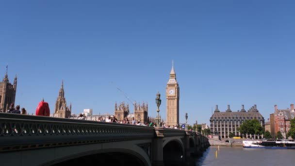 London July 2022 Westminster Bridge Big Ben London Thames River — Vídeos de Stock